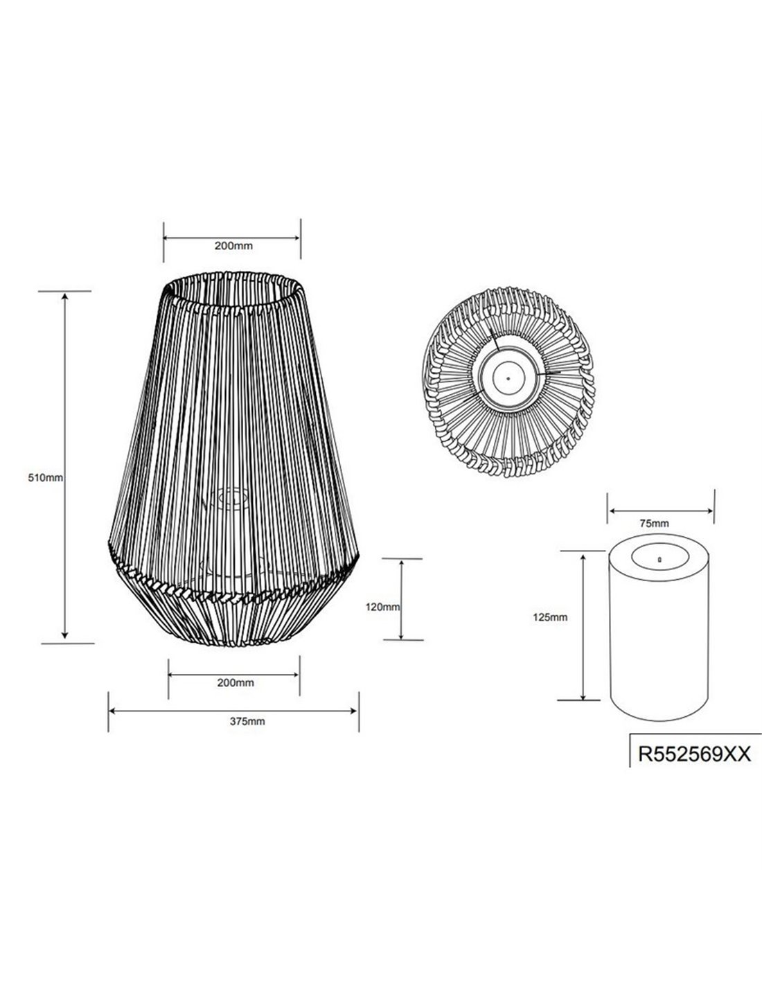 Lámpara solar LED Mineros efecto vela 0.2W 12lm IP44 blanco Trio Lighting plano técnico