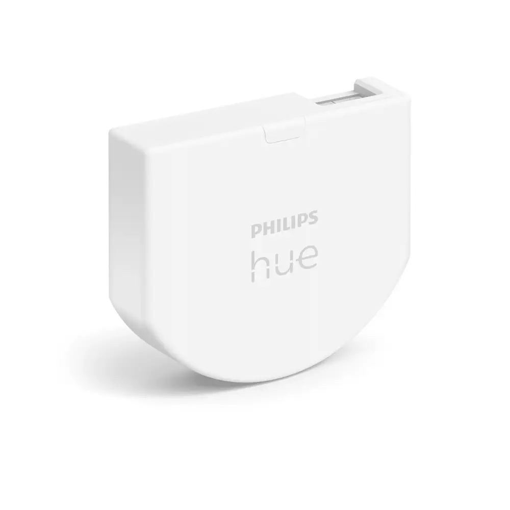 Módulo interruptor para sistema Philips Hue en color blanco vista frontal.