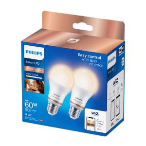 Pack 2 Bombillas LED A60 Philips WiZ 2700K–6500K 8W E27 Mate - Imagen 2