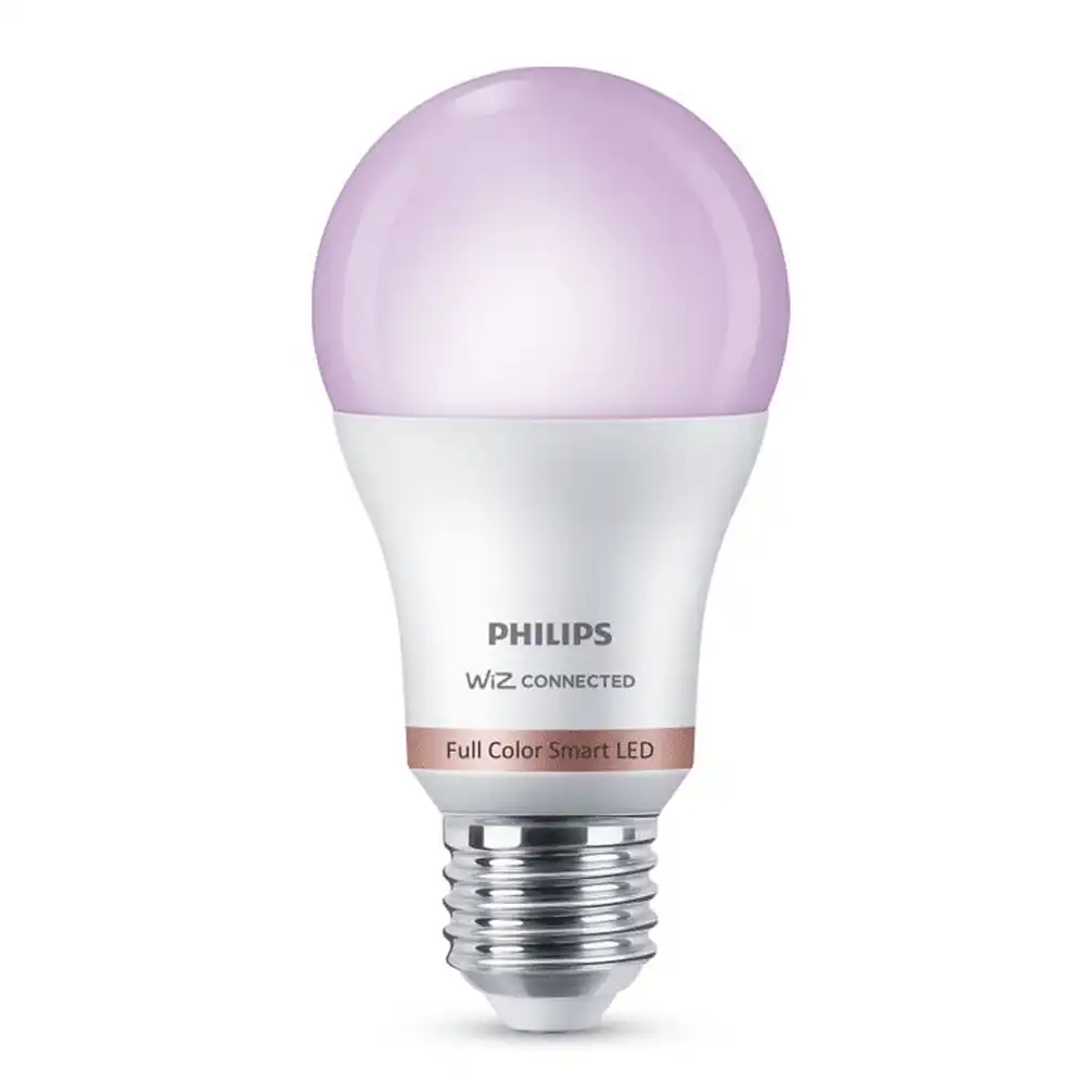 Bombilla LED A60 Philips WiZ RGB E27 8W mate regulable 2200K-6500K.
