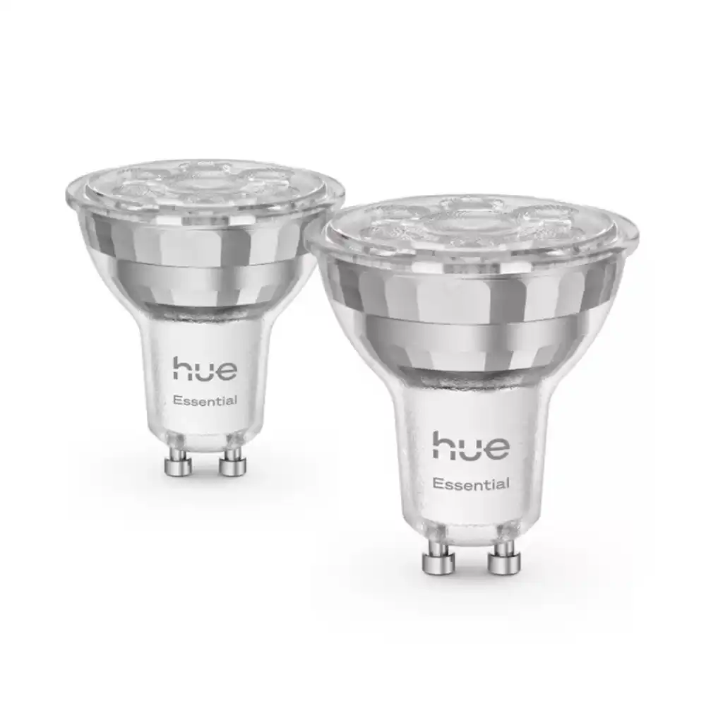 Pack 2 bombillas LED GU10 Philips Hue White and Color 4,7W vistas apagadas.