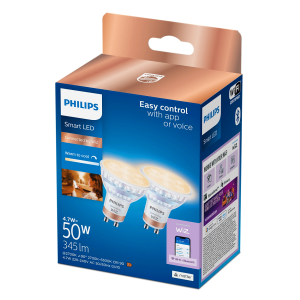 Pack 2 Bombillas LED GU10 Philips WiZ 2700K–6500K 4,7W - Imagen 2