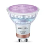 Bombilla LED GU10 Philips WiZ RGB 4,7W 2200K-6500K regulable.