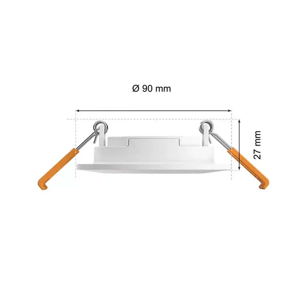 Pack 3 empotrados Downlight Slim P Philips Hue blanco White and Color IP44 vista lateral con medidas.