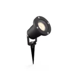tiendas deco pincho puled led 1 x 5w con bombilla negro ip44 philips 1