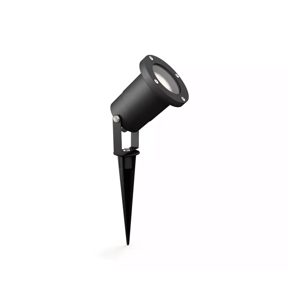 tiendas deco pincho puled led 1 x 5w con bombilla negro ip44 philips 2