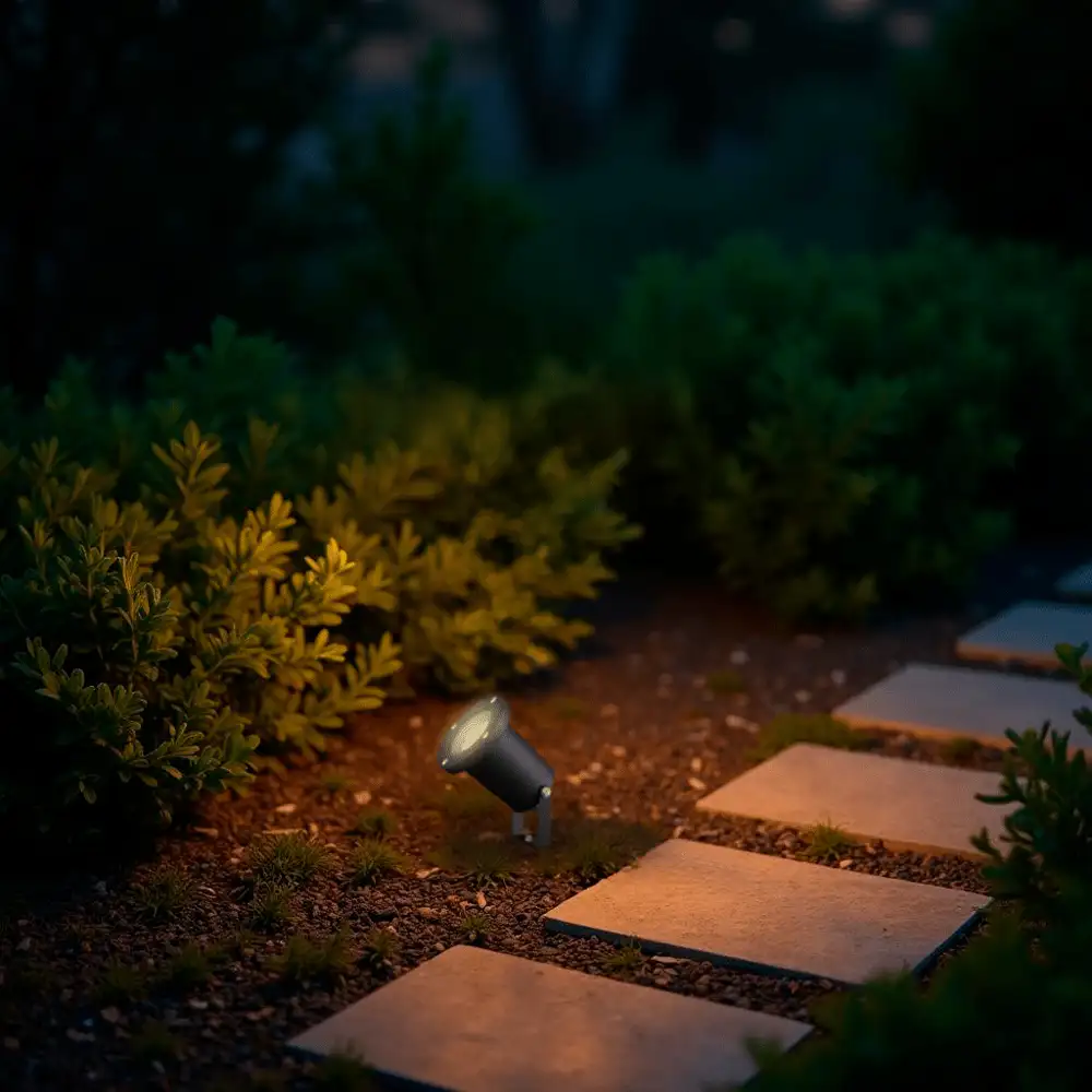 tiendas deco pincho puled led 1 x 5w con bombilla negro ip44 philips 5