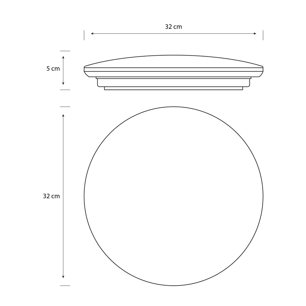 Plafón Philips CL200 LED 17W 4000K blanco con medidas técnicas y dimensiones