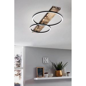 Plafón LED Interior de Madera y Negro BOYAL 12W 1700 lm 3000K – Eglo - Imagen 2