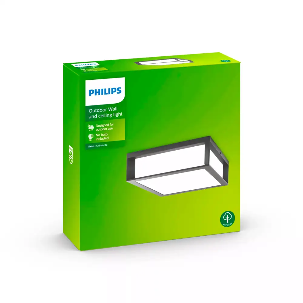 Caja packaging plafón exterior Philips Skies antracita sin bombilla