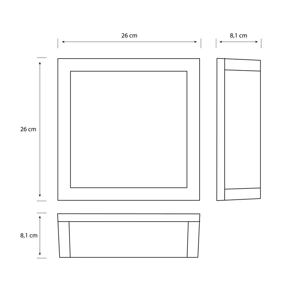 Plafón Philips Skies antracita IP44 con medidas técnicas y dimensiones