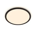 Plafón Superslim CL550 LED 15W 2700K Philips negro IP44 encendido con luz cálida