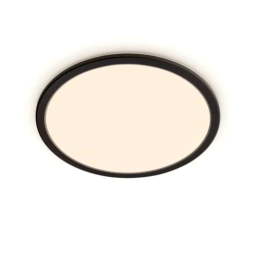 Plafón Superslim CL550 LED 15W 2700K Philips negro IP44 encendido con luz cálida
