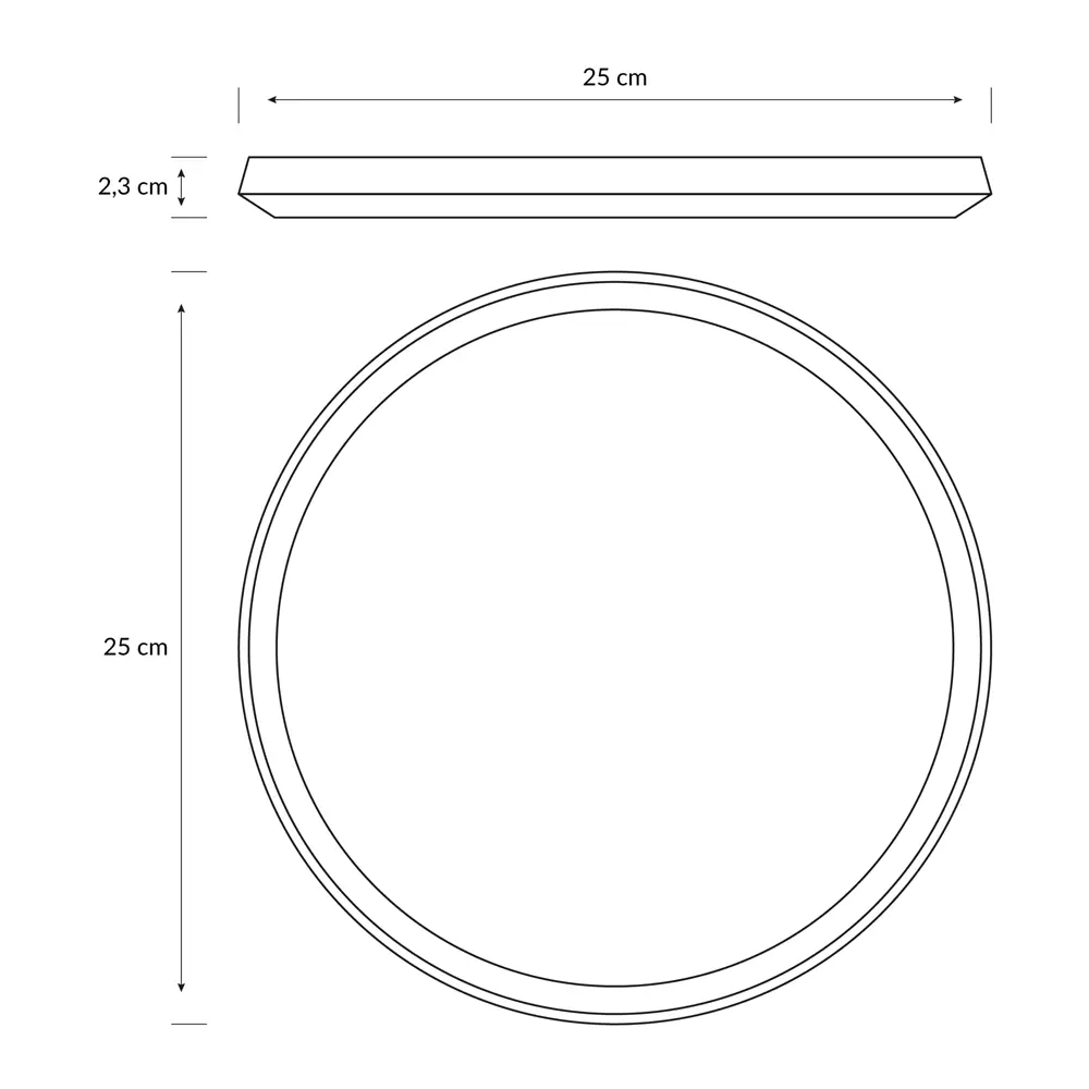 Plafón Philips Superslim CL550 LED 15W 2700K SceneSwitch negro con medidas técnicas