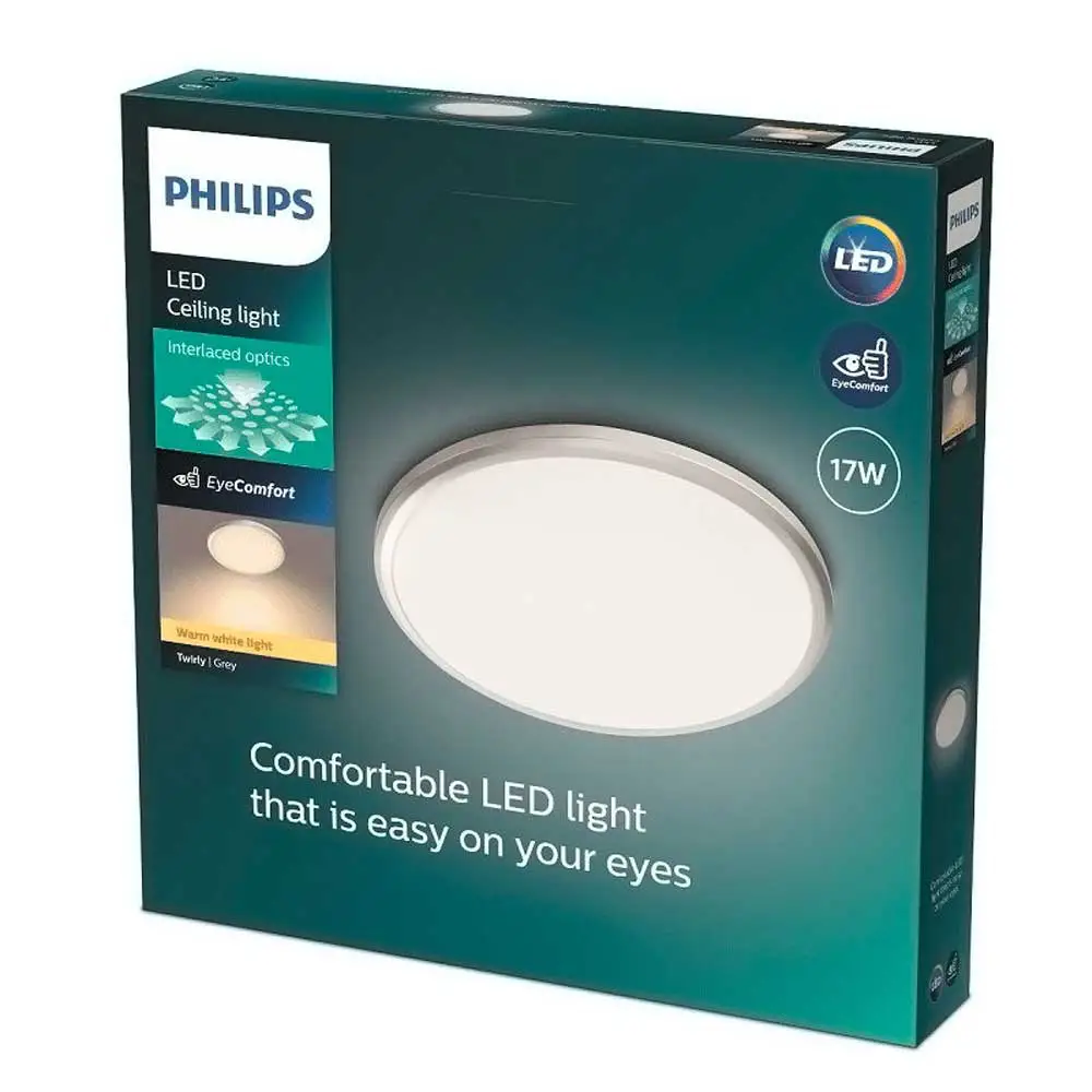 Caja packaging plafón Philips Twirly LED 17W 2700K gris