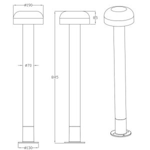 Poste FRASER 84cm Madera E27 10W IP44 - TRIO Lighting - Imagen 4