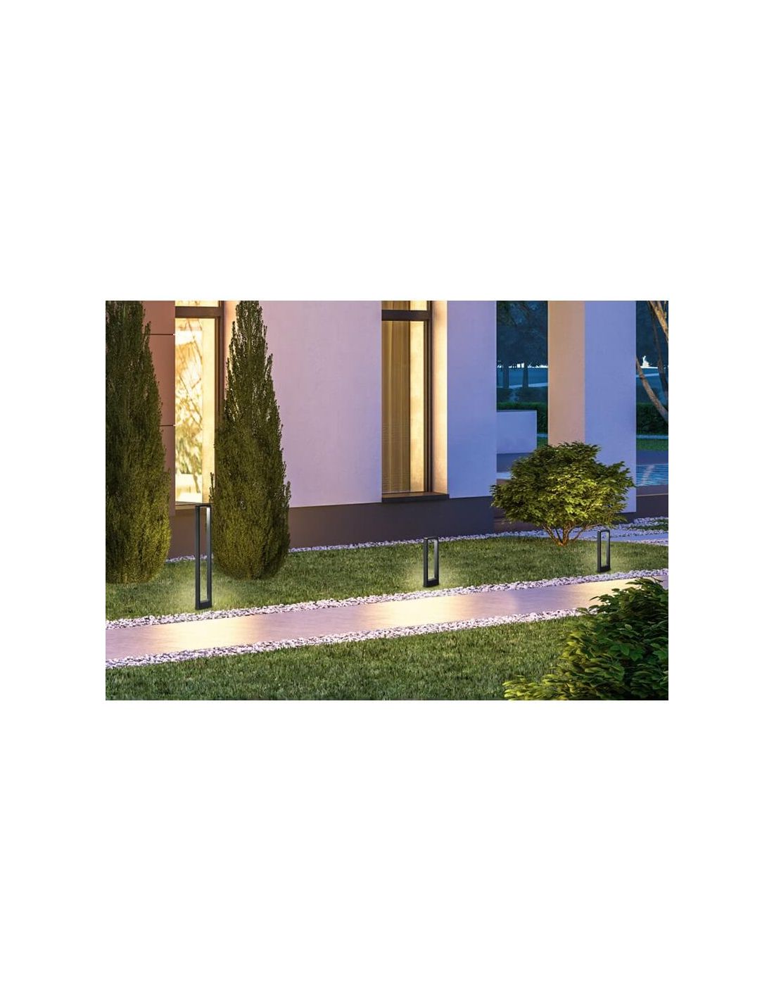 Poste LED Reno 100cm 4.5W 450lm 3000K IP54 Trio Lighting instalado en exterior