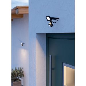 Proyector LED Exterior RISACCA-E Negro con Sensor 850 lm 4000K IP44 Aluminio y Vidrio – Eglo - Imagen 2