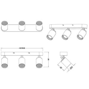 Regleta PAGO 3 Focos Negro Orientable - TRIO Lighting - Imagen 5