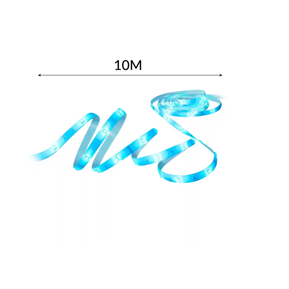 Tira LED Philips WiZ 10M vista enrollada color azul turquesa