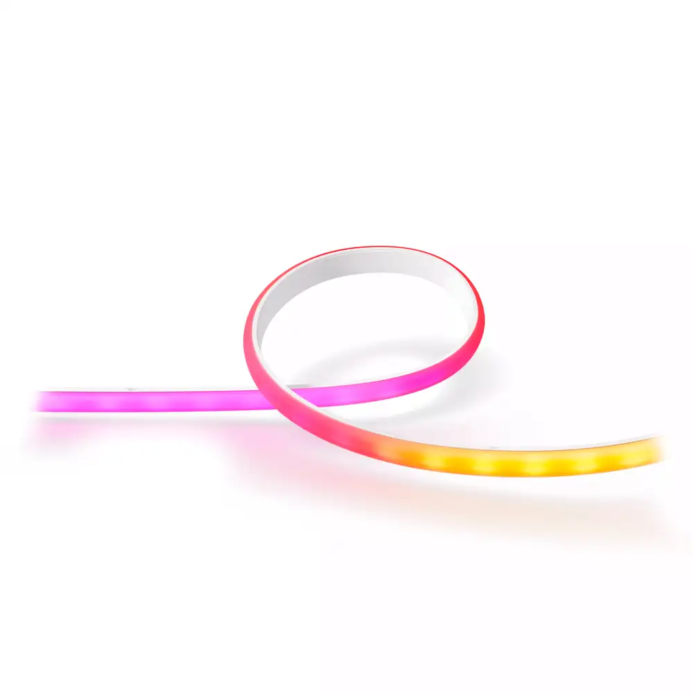Tira LED extensión 1m Gradient Philips Hue White and Color vista encendida con efecto multicolor
