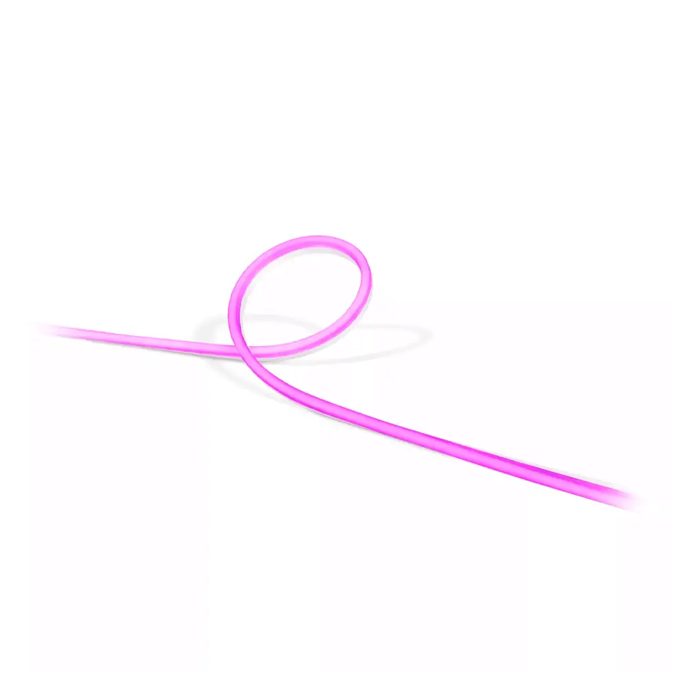 Tira LED exterior 2 metros Philips Hue White and Color encendida en tono rosa