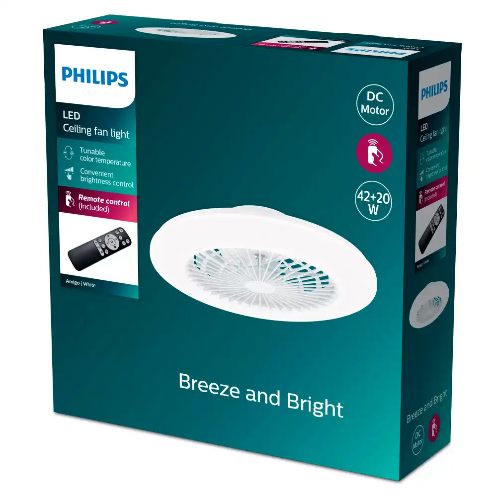 Caja del ventilador de techo Philips Amigo Flat plafón LED 42W+20W blanco