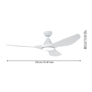 Ventilador de Techo con Luz LED PORTSEA Blanco 132 cm Motor DC 2300 lm CCT 3000K–4000K–5000K – Eglo - Imagen 3