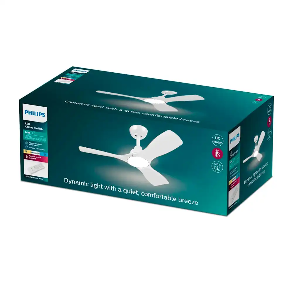 Caja del ventilador de techo Philips Olas P LED 28W+24W blanco