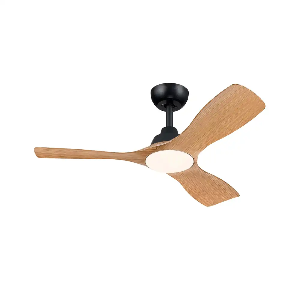 Ventilador de techo Philips Olas P LED negro y madera vista inferior