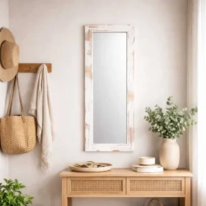 Espejo de Pared Decorativo 30 x 80 cm con Marco Blanco Envejecido - Campiluz - Image 3