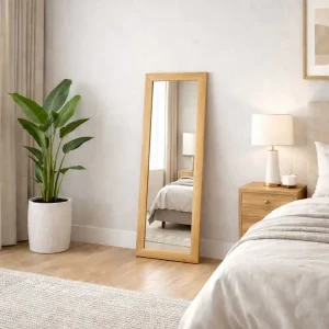 Espejo de Pared Decorativo 30 x 80 cm con Marco de Madera Tono Claro - Campiluz - Imagen 3