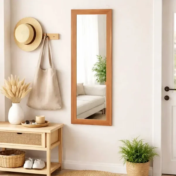 tiendas deco espejo de pared decorativo 30 x 80 cm con marco de madera tono nogal campiluz 3