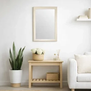 Espejo de Pared Decorativo 40 x 60 cm con Marco Efecto Madera Blanqueada - Campiluz - Imagen 4