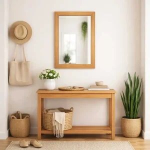 Espejo de Pared Decorativo 40 x 60 cm con Marco Efecto Madera Natural - Campiluz - Imagen 3