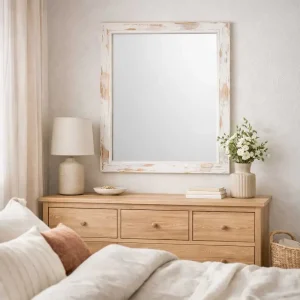 Espejo de Pared Decorativo 50 x 70 cm con Marco Blanco Envejecido - Campiluz - Imagen 3