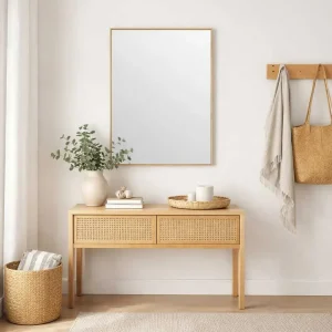 Espejo de Pared Decorativo 50 x 70 cm con Marco de Madera Natural - Campiluz - Imagen 4