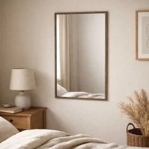 Espejo de Pared Decorativo 50 x 70 cm con Marco de Madera Oscura Lisa - Campiluz - Imagen 4