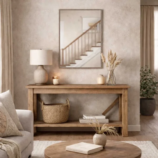 tiendas deco espejo de pared decorativo 50 x 70 cm con marco efecto madera oscura campiluz 4