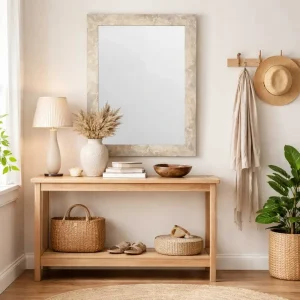 Espejo de Pared Decorativo 50 x 70 cm con Marco Efecto Piedra Beige - Campiluz - Imagen 3