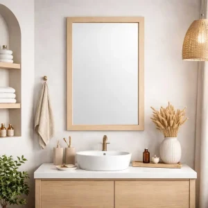 Espejo de Pared Decorativo Rectangular 30 x 80 cm con Marco de Madera Natural Clara - Campiluz - Imagen 3