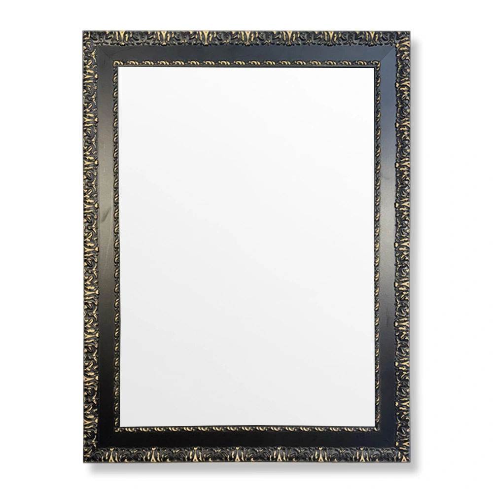 tiendas deco espejo decorativo de pared 50 x 70 cm con marco clasico negro y detalles dorados campiluz 1