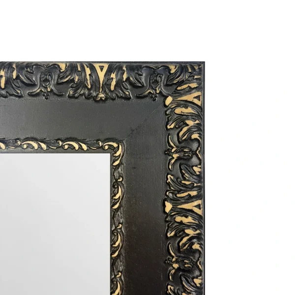 tiendas deco espejo decorativo de pared 50 x 70 cm con marco clasico negro y detalles dorados campiluz 2