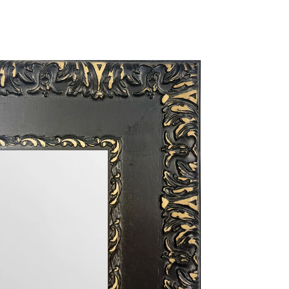 tiendas deco espejo decorativo de pared 50 x 70 cm con marco clasico negro y detalles dorados campiluz 2