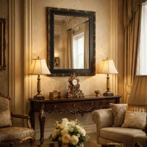 Espejo Decorativo de Pared 50 x 70 cm con Marco Clásico Negro y Detalles Dorados - Campiluz - Imagen 3