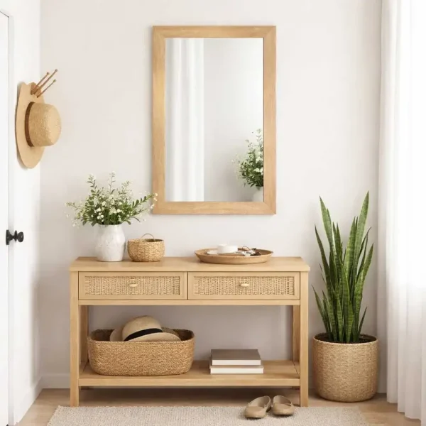 tiendas deco espejo decorativo rectangular 40 x 60 cm con marco efecto madera pino natural campiluz 3