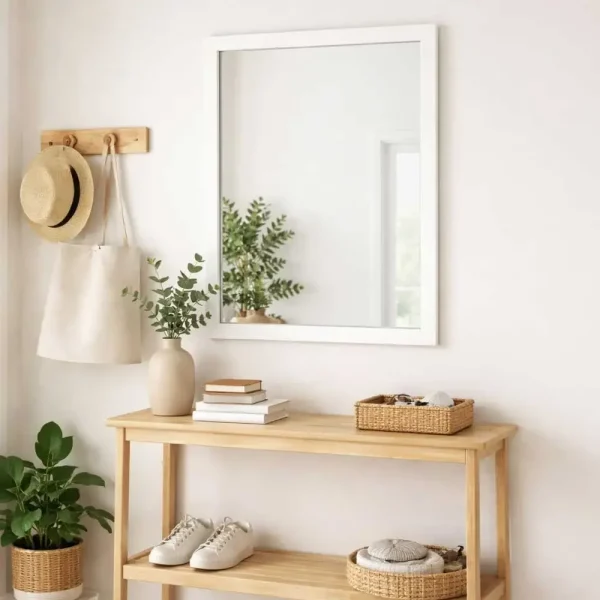 tiendas deco espejo decorativo rectangular 50 x 70 cm con marco blanco liso campiluz 3