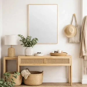 Espejo Decorativo Rectangular 50 x 70 cm con Marco de Madera Tono Claro - Campiluz - Imagen 4