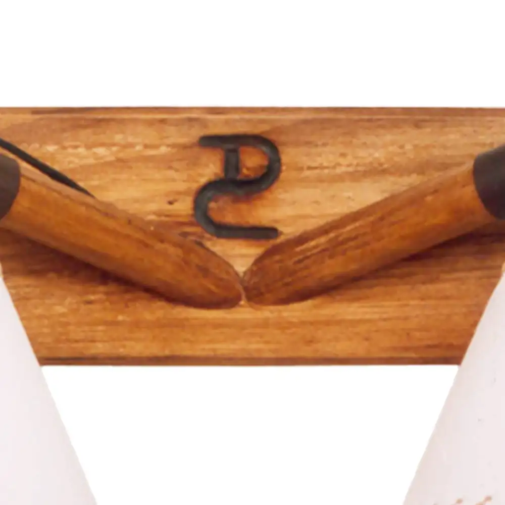 Portalámparas de pared doble media maza en madera con pantallas textiles estilo rústico Campiluz detalle de base y cadena