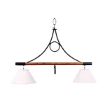 Portalámparas de techo colgante 2 luces en madera y metal con pantallas estilo rústico Campiluz vista completa